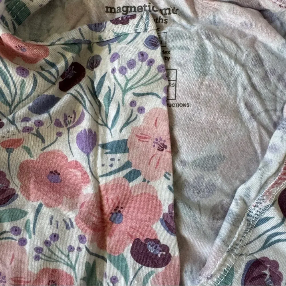 Two Magnetic Me Floral & Pink Elephants Footie Sleepwear Modal Size 9-12 & 12-18